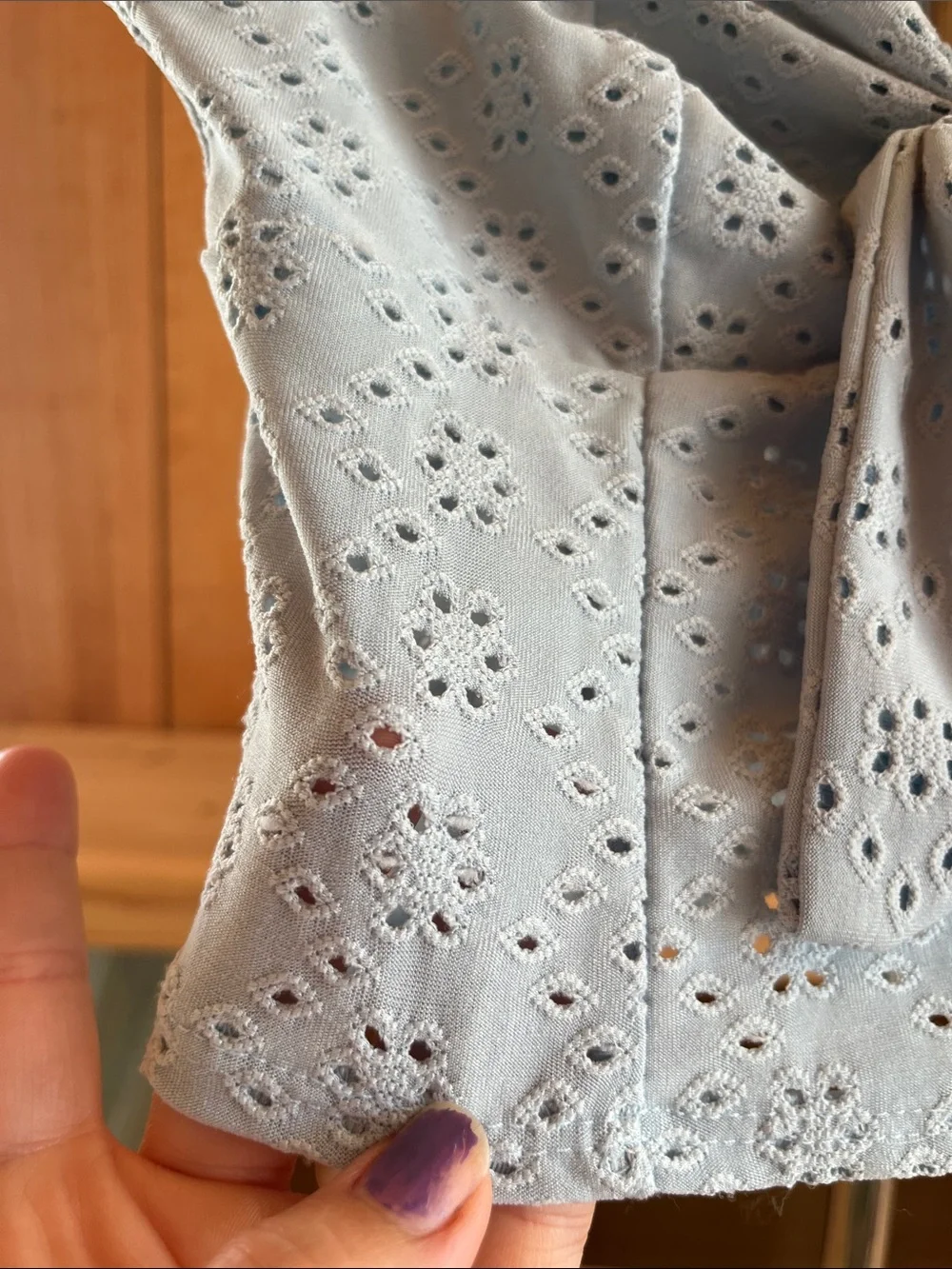 URBAN Romantics Light Blue Eyelet Tie-Front Crop Top